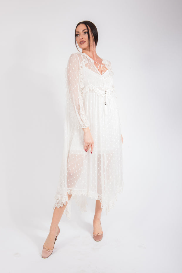 ZIMMERMANN Divinity lace-trimmed embroidered silk-georgette midi dress – Rent your Couture